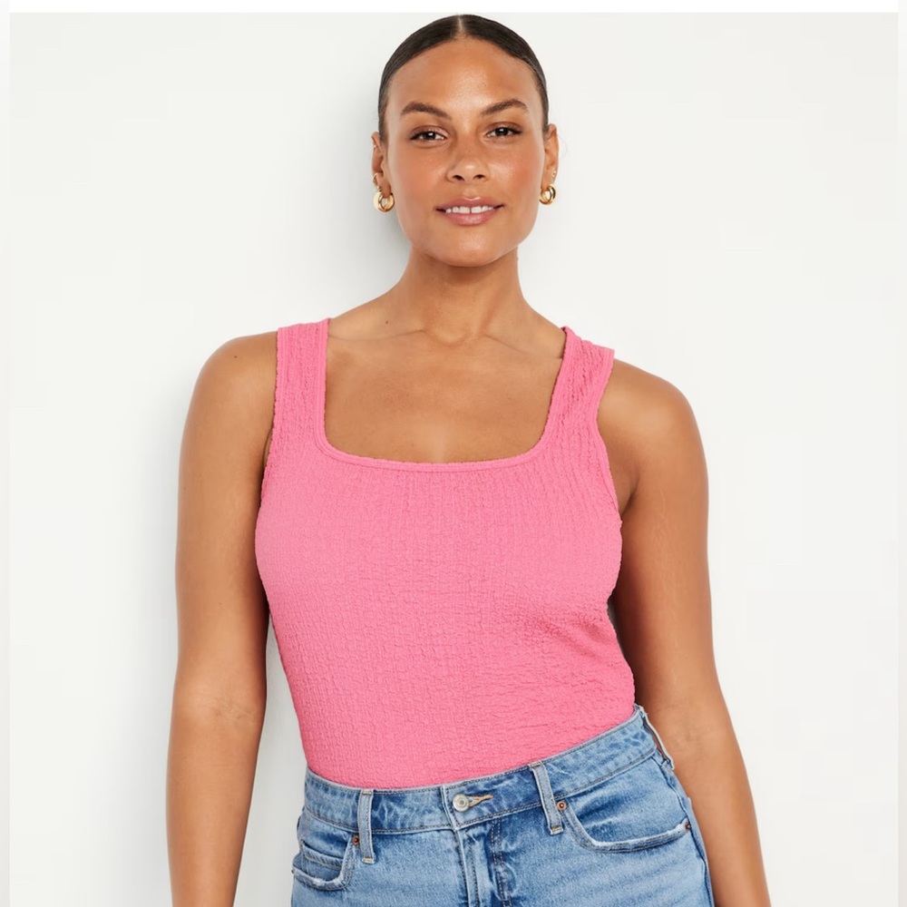 Old Navy Square-Neck Textured Tank Top- Women’s Size XL Pink